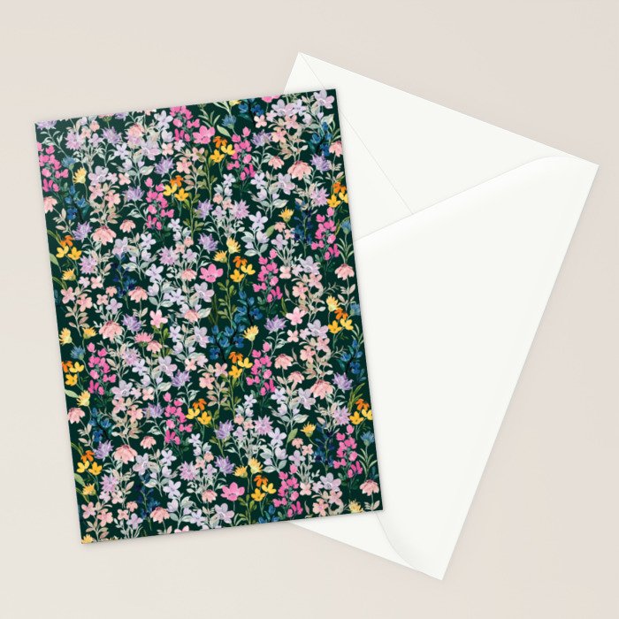 Wildflower Field on Pine Grove - Pink, Orange, Blue, & Purple Stationery Card Gallery Image 2