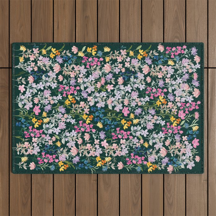 Wildflower Field on Pine Grove - Pink, Orange, Blue, & Purple Outdoor Rug Gallery Image 1