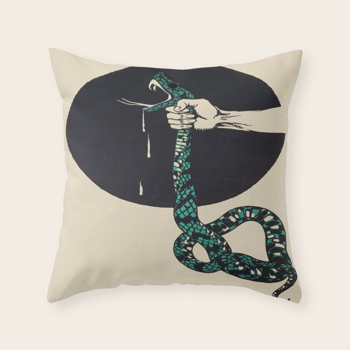 The strangling of a poisonous snake, representing the crushing colour lithograph G. Dorival 1918 Throw Pillow Gallery Image 1
