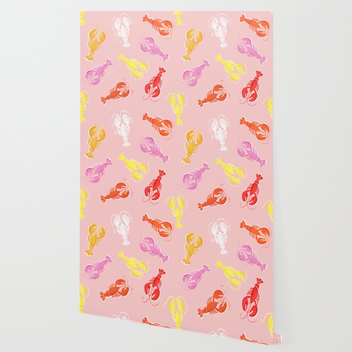 Pink Lobster Pattern Wallpaper Gallery Image 2