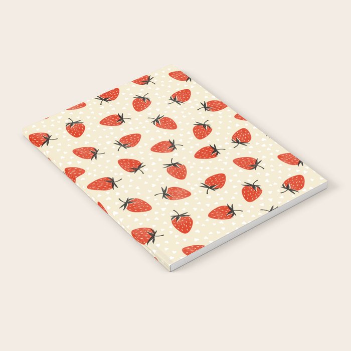 Sweet Strawberries - Red, Black, Cream, and White Notebook Gallery Image 1
