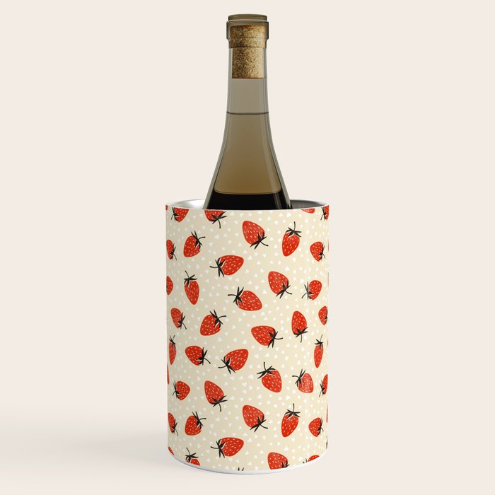 Sweet Strawberries - Red, Black, Cream, and White Wine Chiller Gallery Image 1