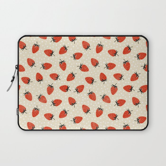 Sweet Strawberries - Red, Black, Cream, and White Laptop Sleeve Gallery Image 1