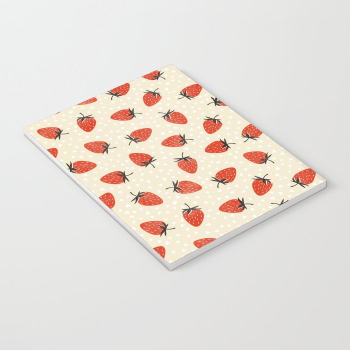 Sweet Strawberries - Red, Black, Cream, and White Notebook Gallery Image 3