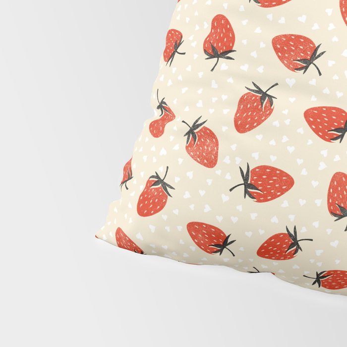Sweet Strawberries - Red, Black, Cream, and White Pillow Sham Gallery Image 4