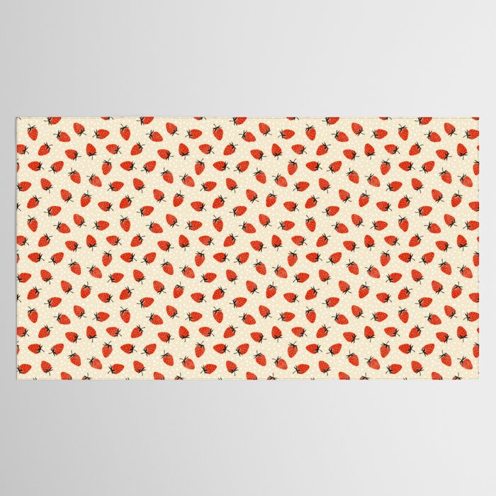 Sweet Strawberries - Red, Black, Cream, and White Tablecloth Gallery Image 2
