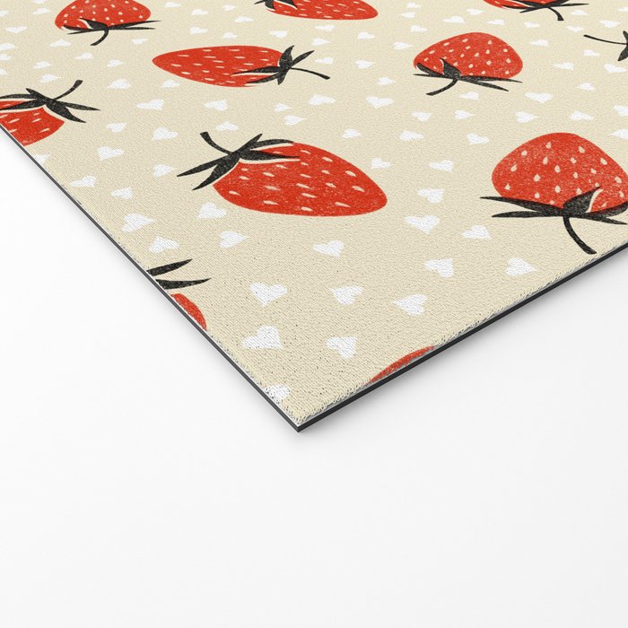 Sweet Strawberries - Red, Black, Cream, and White Welcome Mat Gallery Image 2