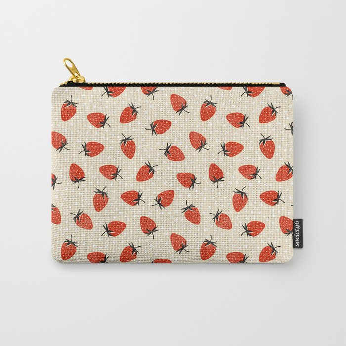 Sweet Strawberries - Red, Black, Cream, and White Carry All Pouch Gallery Image 1