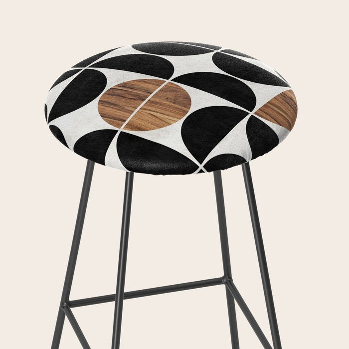 Mid-Century Modern Pattern No.1 - Concrete and Wood Stool Gallery Image 2