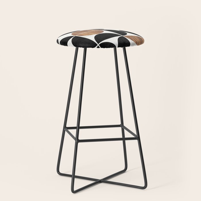 Mid-Century Modern Pattern No.1 - Concrete and Wood Stool Gallery Image 1
