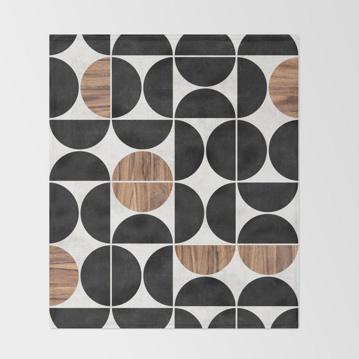 Mid-Century Modern Pattern No.1 - Concrete and Wood Throw Blanket Gallery Image 2