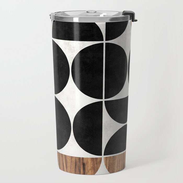 Mid-Century Modern Pattern No.1 - Concrete and Wood Travel Mug Gallery Image 2