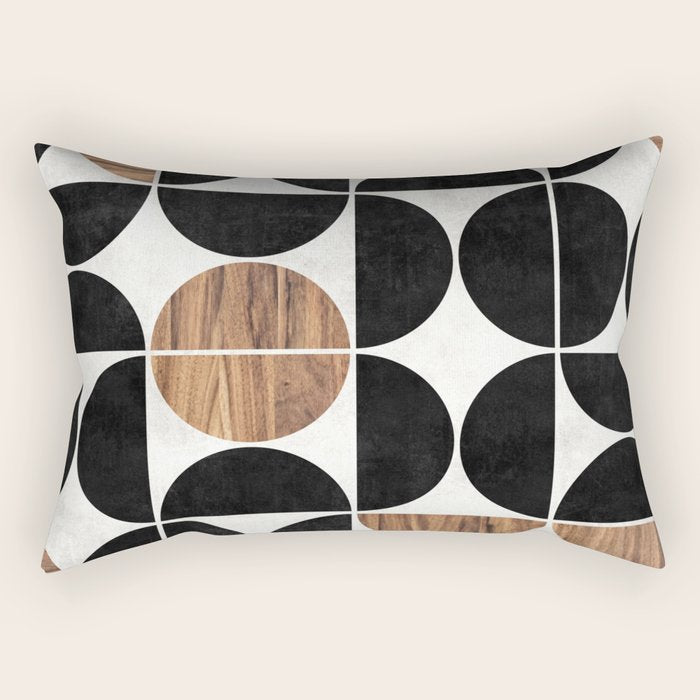 Mid-Century Modern Pattern No.1 - Concrete and Wood Rectangular Pillow Gallery Image 2