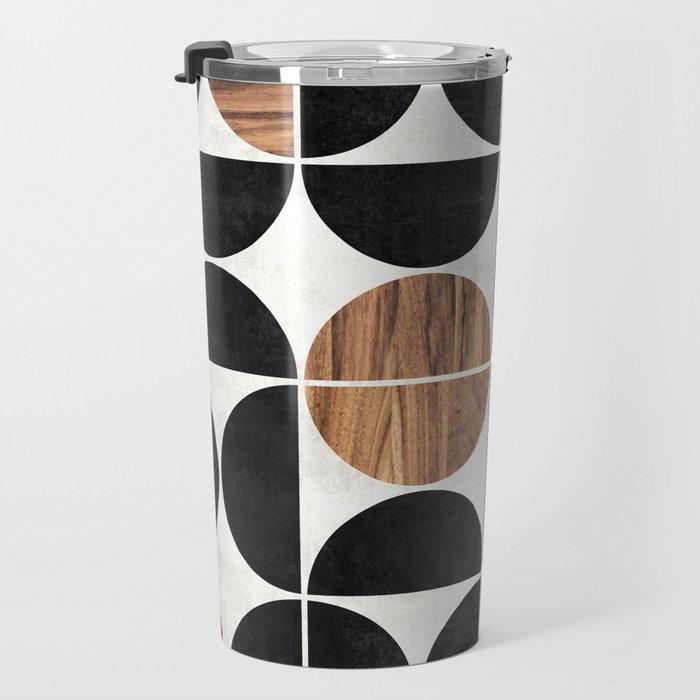 Mid-Century Modern Pattern No.1 - Concrete and Wood Travel Mug Gallery Image 3