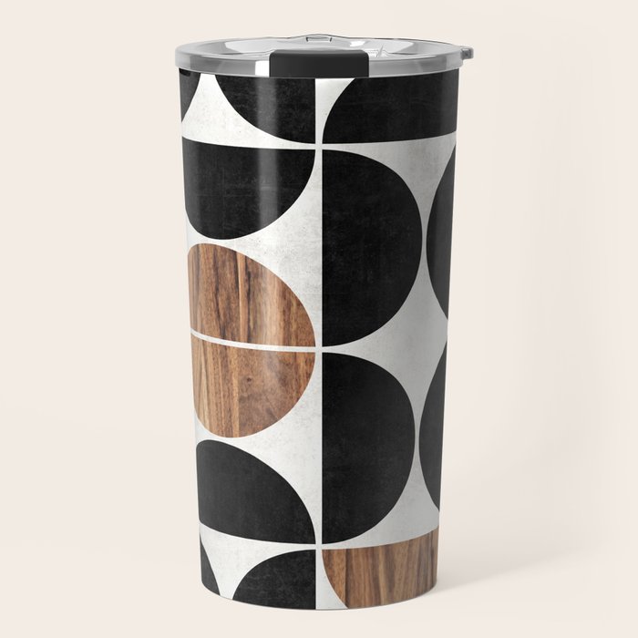 Mid-Century Modern Pattern No.1 - Concrete and Wood Travel Mug Gallery Image 1