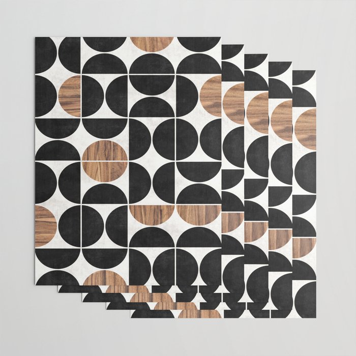 Mid-Century Modern Pattern No.1 - Concrete and Wood Wrapping Paper Gallery Image 3