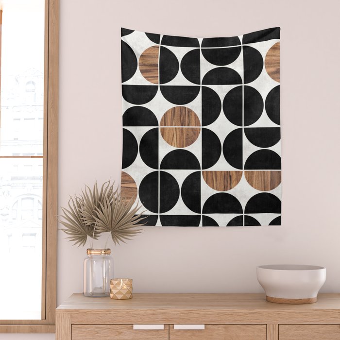 Mid-Century Modern Pattern No.1 - Concrete and Wood Wall Tapestry Gallery Image 2