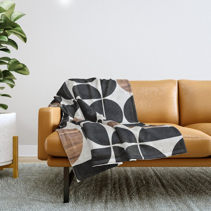 Mid-Century Modern Pattern No.1 - Concrete and Wood Throw Blanket Gallery Image 1