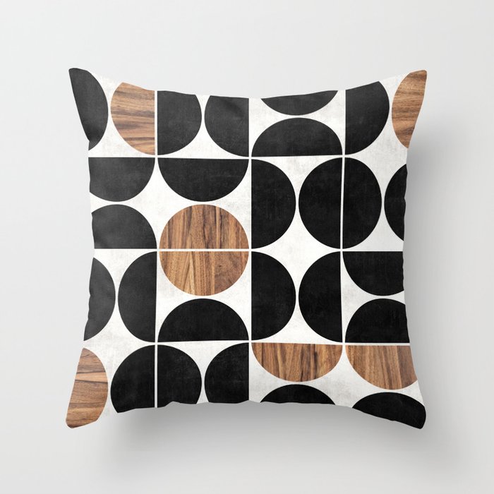 Mid-Century Modern Pattern No.1 - Concrete and Wood Throw Pillow Gallery Image 6