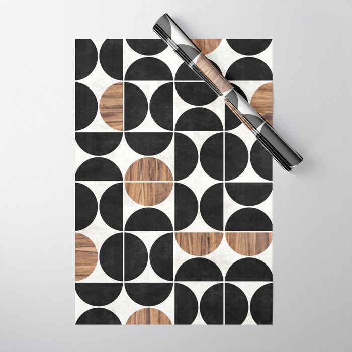 Mid-Century Modern Pattern No.1 - Concrete and Wood Wrapping Paper Gallery Image 1