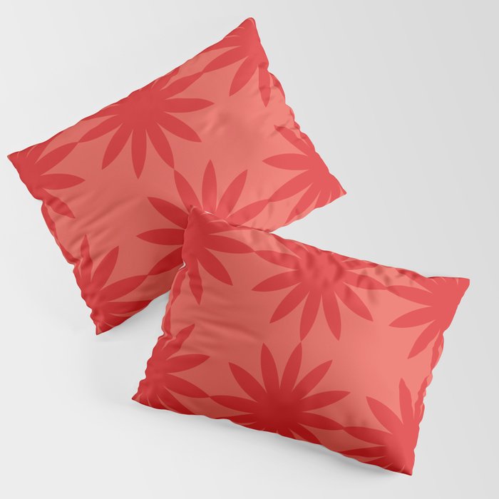 Red star flower Pillow Sham Gallery Image 1