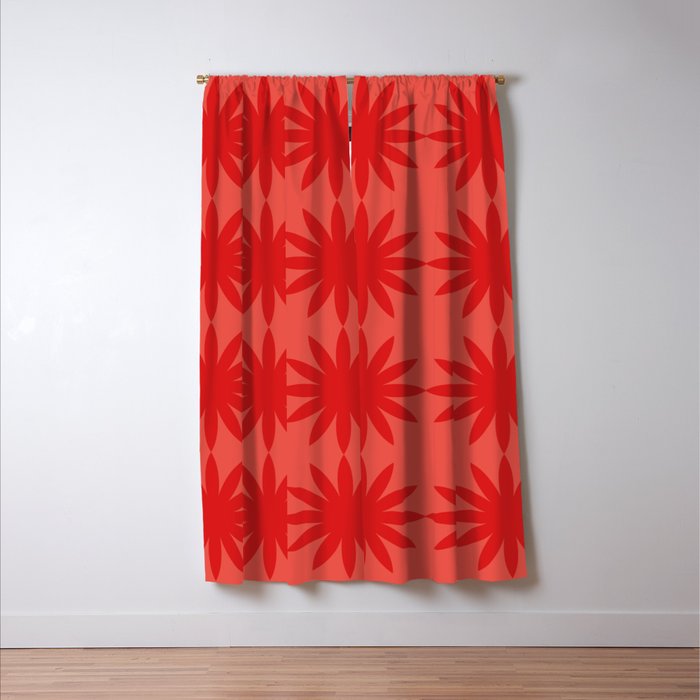Red star flower Window Curtain Gallery Image 3