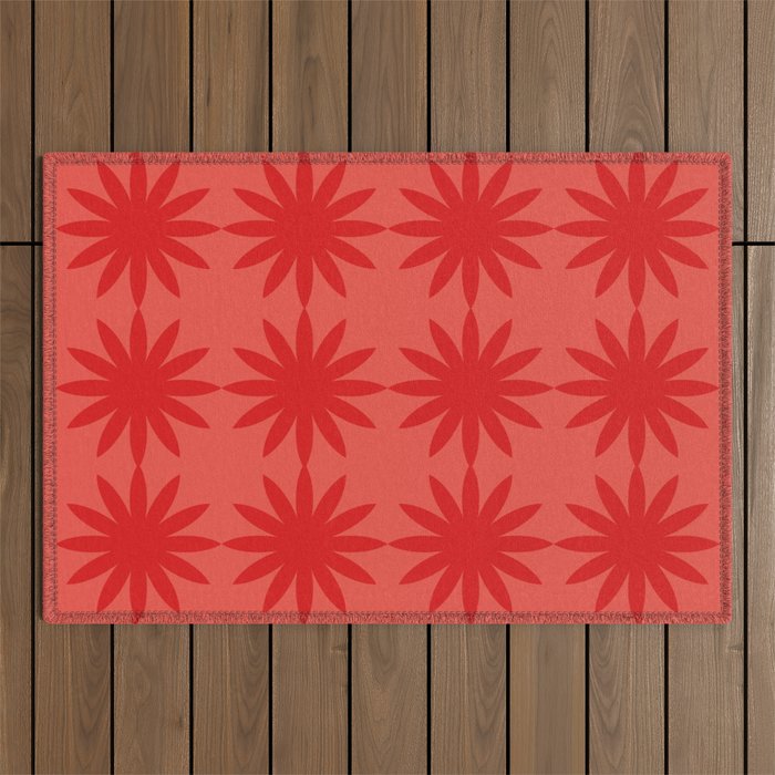 Red star flower Outdoor Rug Gallery Image 1
