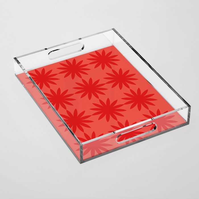 Red star flower Acrylic Tray Gallery Image 1