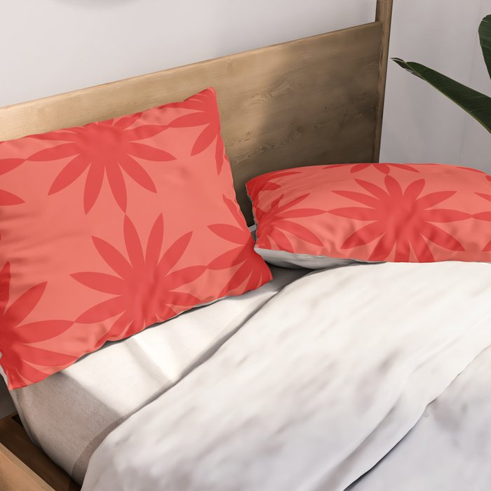 Red star flower Pillow Sham Gallery Image 2