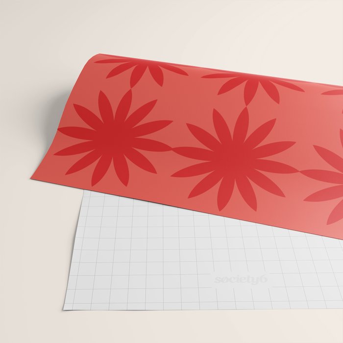 Red star flower Wrapping Paper Gallery Image 2