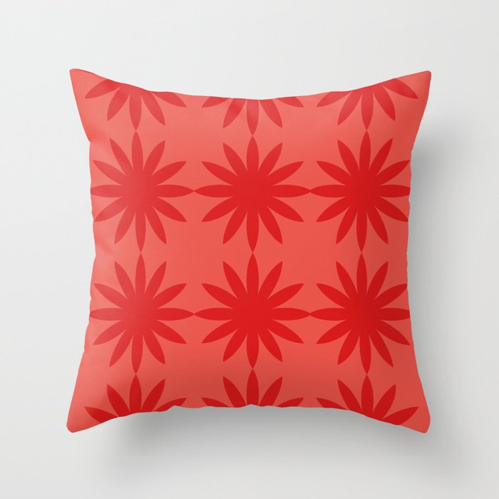 Red star flower Throw Pillow Gallery Image 1