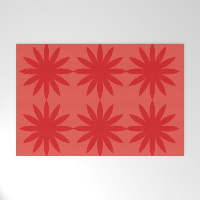 Red star flower Welcome Mat Gallery Image 1