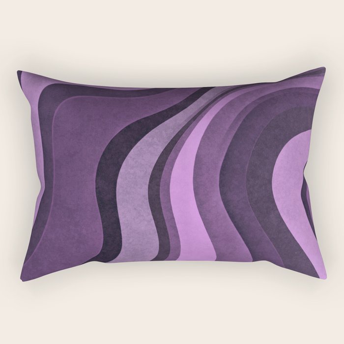 Wavy Watercolor Groovy Purple Shapes Rectangular Pillow Gallery Image 2