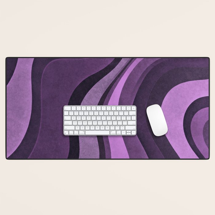 Wavy Watercolor Groovy Purple Shapes Desk Mat Gallery Image 1