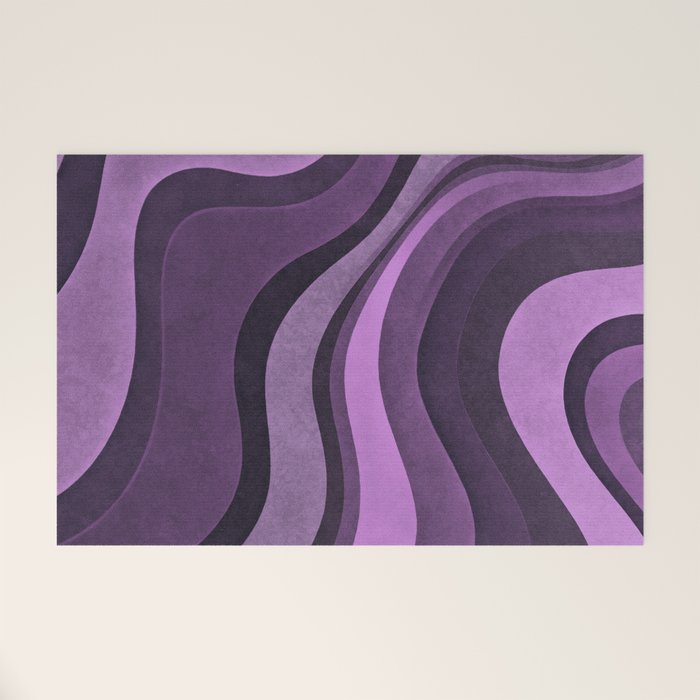 Wavy Watercolor Groovy Purple Shapes Welcome Mat Gallery Image 1