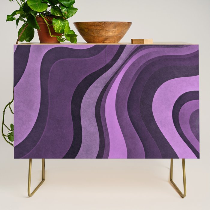Wavy Watercolor Groovy Purple Shapes Credenza Gallery Image 1