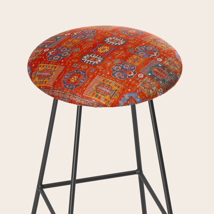 Orange Angel Snowfall Kazak Persian Rug Stool Gallery Image 2