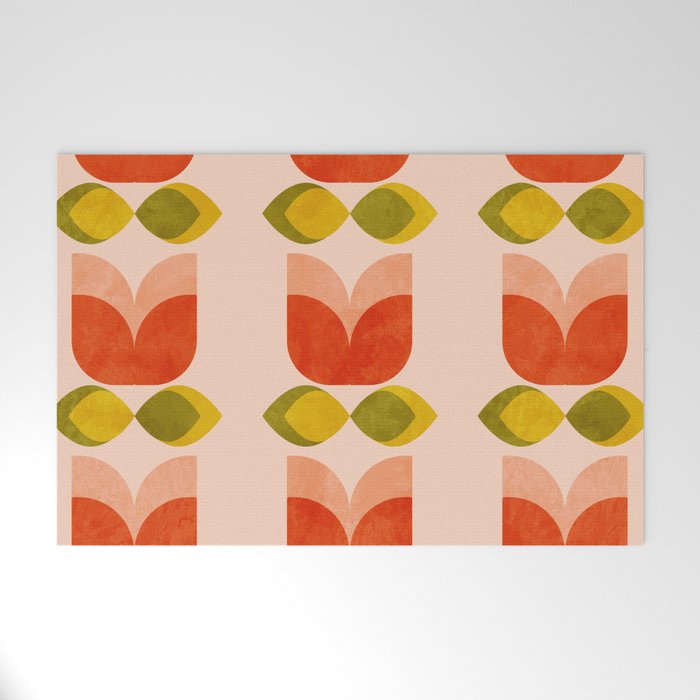 retro tulips midcentury Welcome Mat Gallery Image 1
