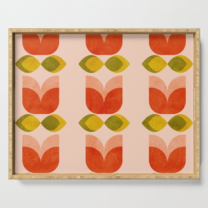 retro tulips midcentury Serving Tray Gallery Image 1