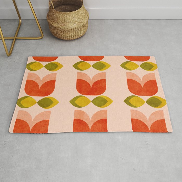 retro tulips midcentury Rug Gallery Image 1