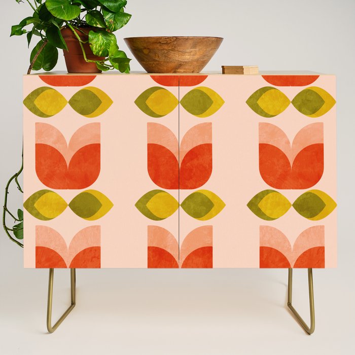 retro tulips midcentury Credenza Gallery Image 1