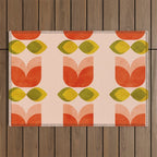 retro tulips midcentury Outdoor Rug Gallery Image 1