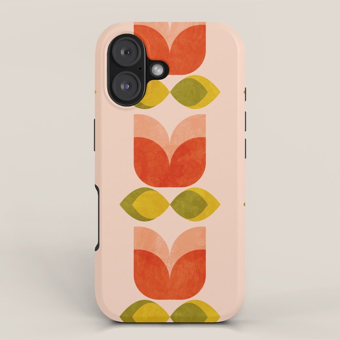 retro tulips midcentury iPhone Case Gallery Image 1