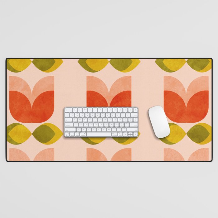 retro tulips midcentury Desk Mat Gallery Image 1