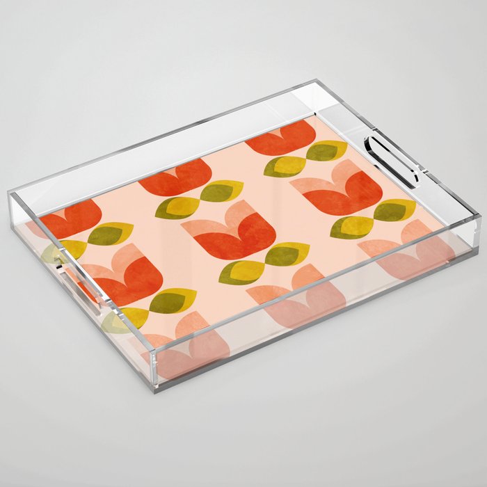 retro tulips midcentury Acrylic Tray Gallery Image 1