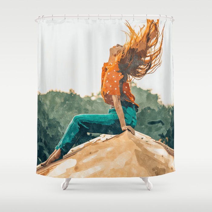 Live Free, Freedowm Woman Empower Painting, Fashion Female Human Rights Shower Curtain Gallery Image 1