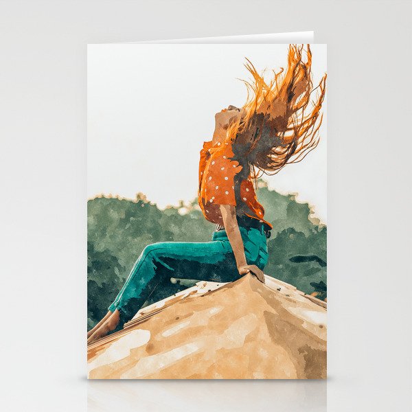 Live Free, Freedowm Woman Empower Painting, Fashion Female Human Rights Stationery Card Gallery Image 1