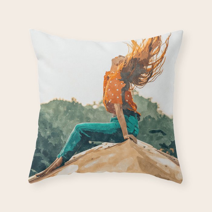 Live Free, Freedowm Woman Empower Painting, Fashion Female Human Rights Throw Pillow Gallery Image 6