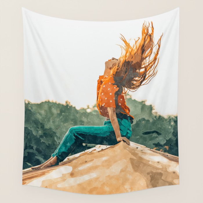 Live Free, Freedowm Woman Empower Painting, Fashion Female Human Rights Wall Tapestry Gallery Image 1