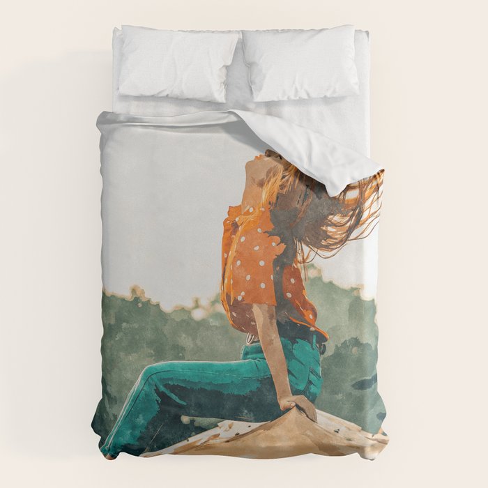 Live Free, Freedowm Woman Empower Painting, Fashion Female Human Rights Duvet Cover Gallery Image 1